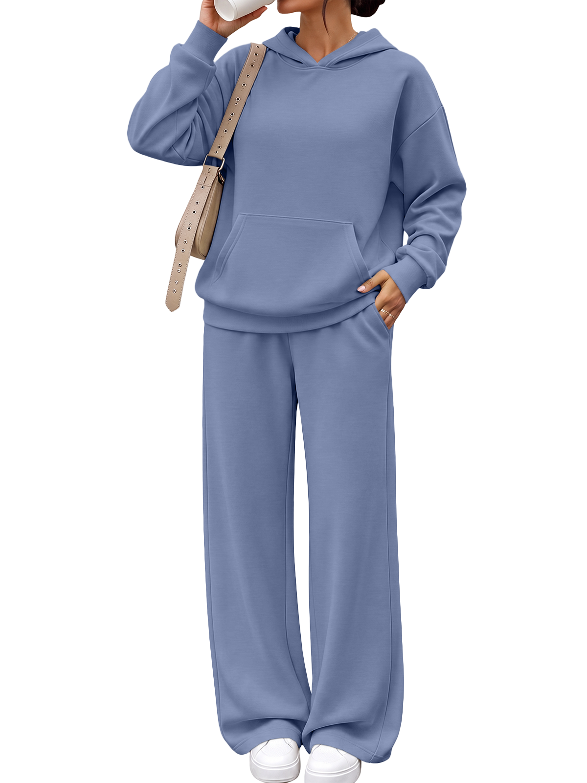 EFAN Womens Modal Blend Sweat Sets 2 Piece Lounge Sweatsuits Fall Outfits Oversized Hoodies, Air Layer Soft, Wide Leg Sweatpants, Travel Airport Gym Outfit, Matching Loungewear, Casual Tracksuits