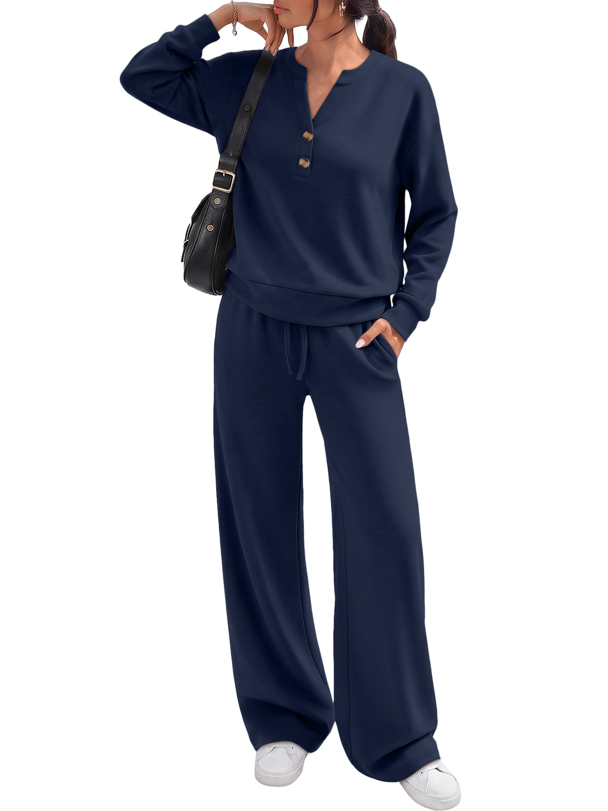 EFAN Womens Two Piece Lounge Sets Modal Comfort Matching Fall Outfits 2026 | Comfy stretchy fabric elastic waistband adjustable drawstring wide-leg pants relaxed fitted casual tracksuits loungewear