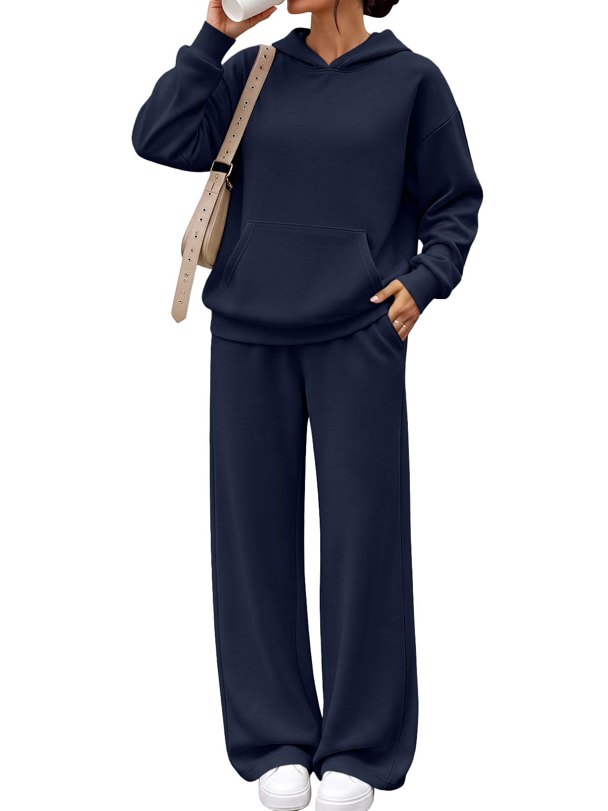 EFAN Womens Modal Blend Sweat Sets 2 Piece Lounge Sweatsuits Fall Outfits Oversized Hoodies, Air Layer Soft, Wide Leg Sweatpants, Travel Airport Gym Outfit, Matching Loungewear, Casual Tracksuits