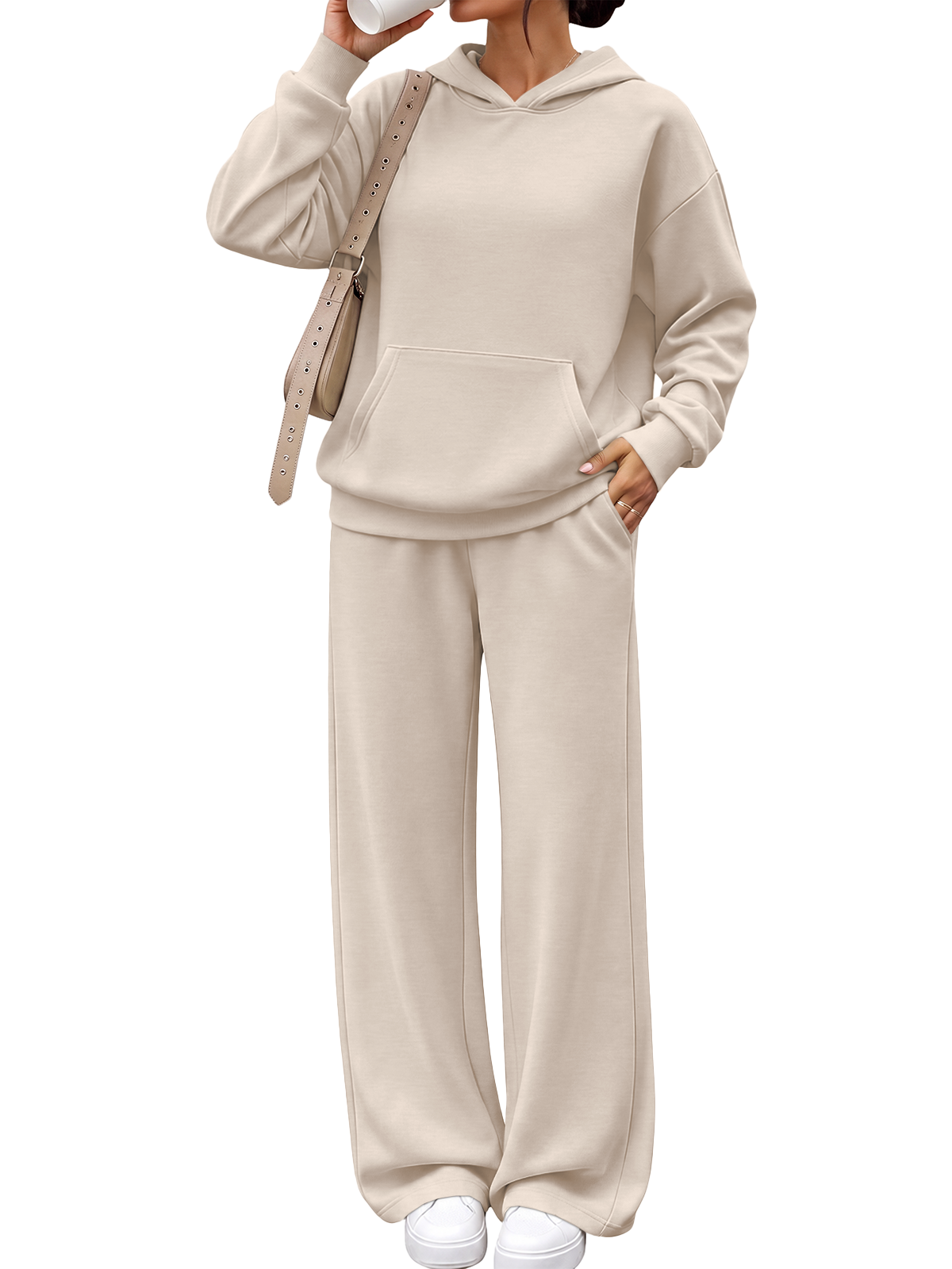 EFAN Womens Modal Blend Sweat Sets 2 Piece Lounge Sweatsuits Fall Outfits Oversized Hoodies, Air Layer Soft, Wide Leg Sweatpants, Travel Airport Gym Outfit, Matching Loungewear, Casual Tracksuits