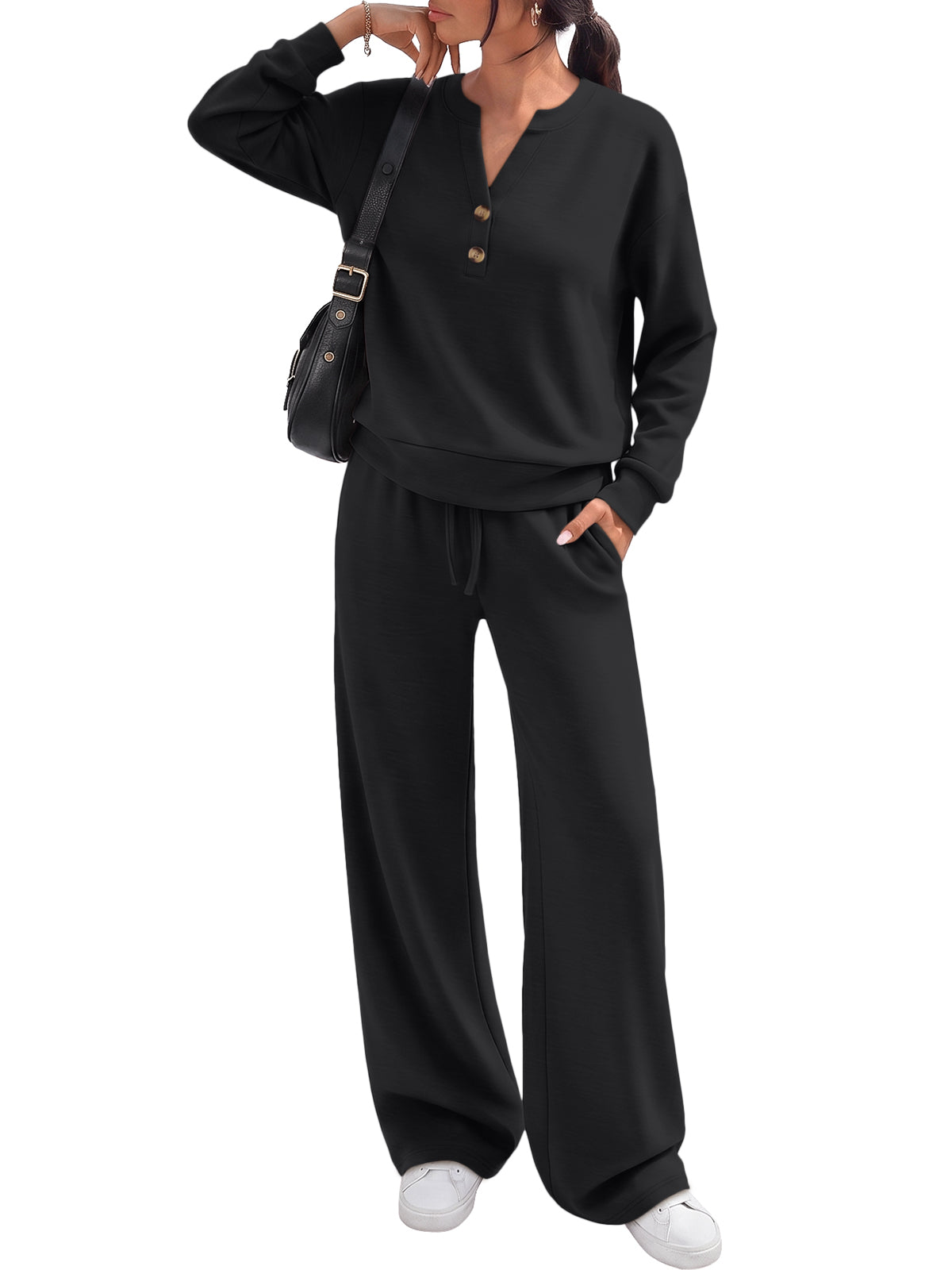 EFAN Womens Two Piece Lounge Sets Modal Comfort Matching Fall Outfits 2026 | Comfy stretchy fabric elastic waistband adjustable drawstring wide-leg pants relaxed fitted casual tracksuits loungewear