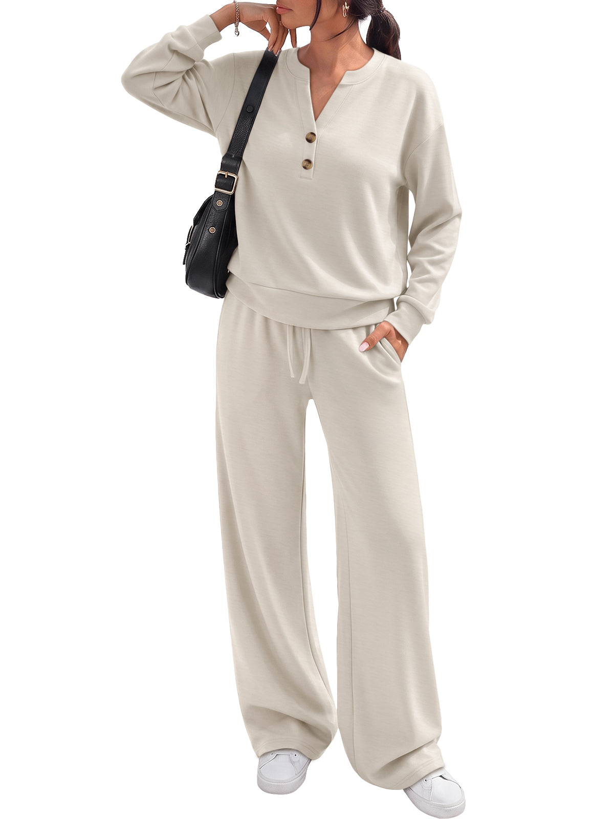 EFAN Womens Two Piece Lounge Sets Modal Comfort Matching Fall Outfits 2026 | Comfy stretchy fabric elastic waistband adjustable drawstring wide-leg pants relaxed fitted casual tracksuits loungewear