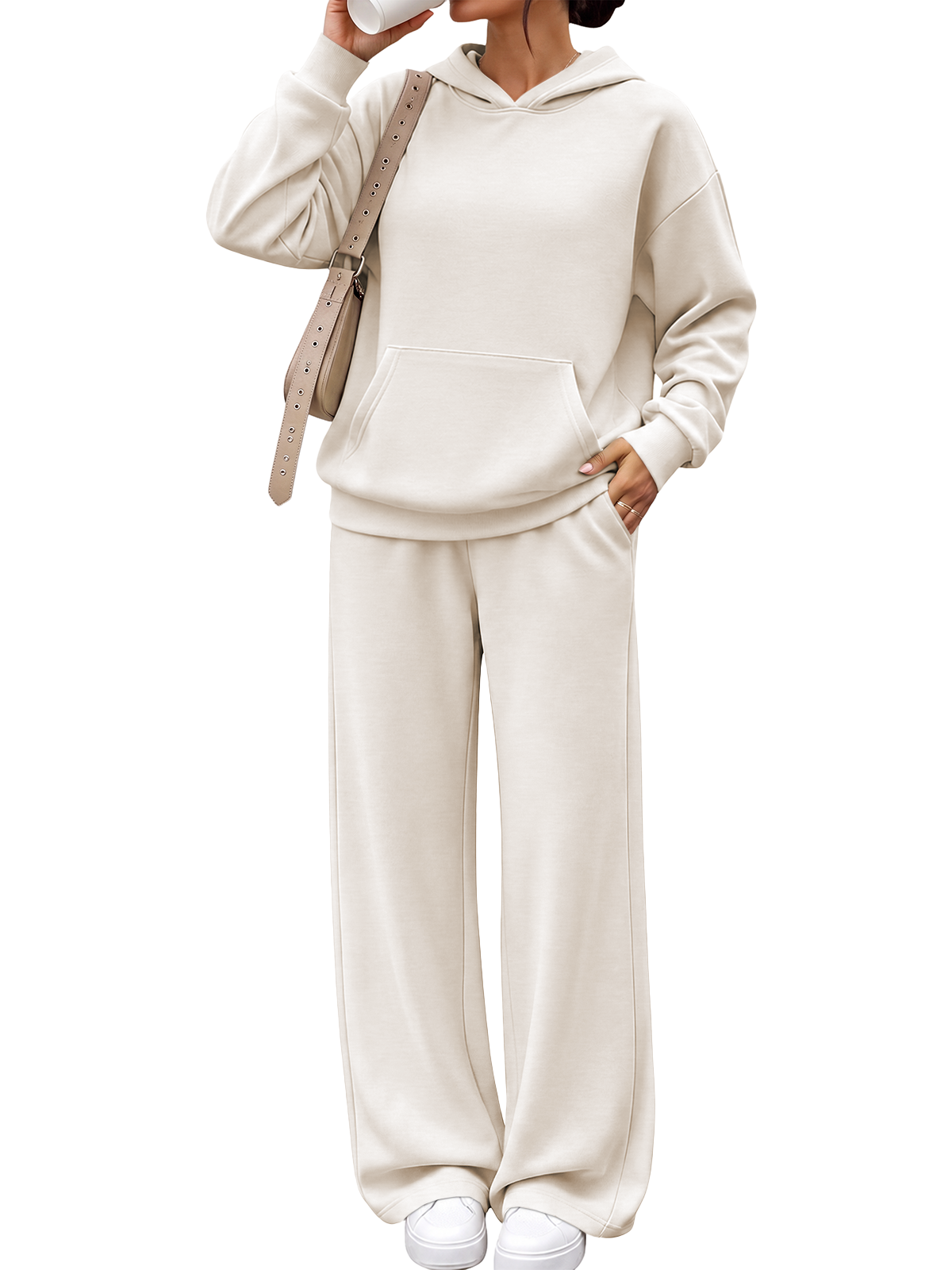 EFAN Womens Modal Blend Sweat Sets 2 Piece Lounge Sweatsuits Fall Outfits Oversized Hoodies, Air Layer Soft, Wide Leg Sweatpants, Travel Airport Gym Outfit, Matching Loungewear, Casual Tracksuits